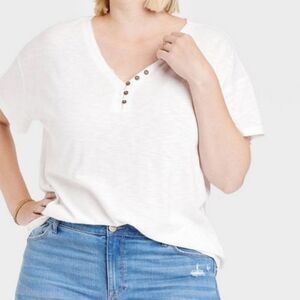 Knox Rose Women's White LARGE Henley New